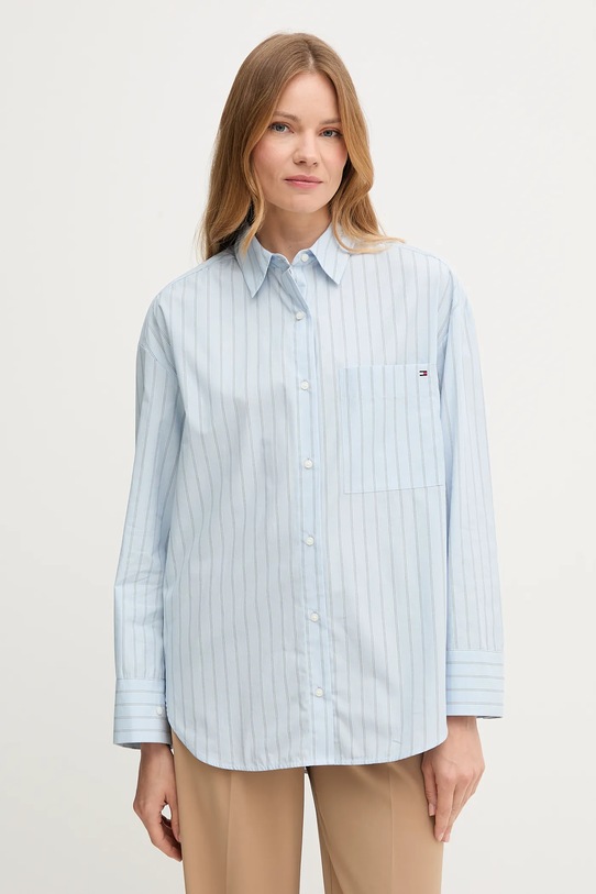 Βαμβακερό πουκάμισο Tommy Hilfiger casual μπλε WW0WW45892