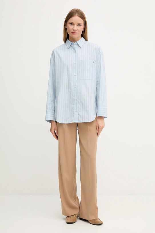Tommy Hilfiger koszula bawełniana WW0WW45892 niebieski AW25