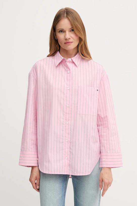 Βαμβακερό πουκάμισο Tommy Hilfiger casual ροζ WW0WW45892