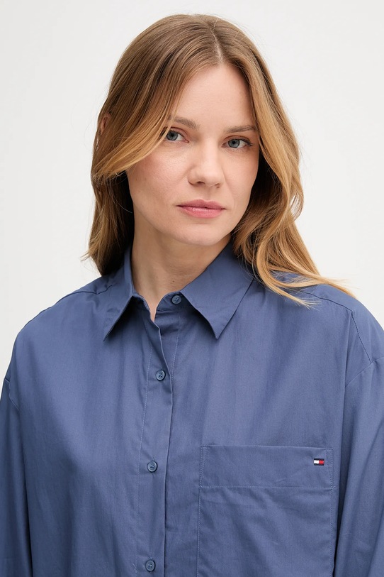 Bombažna srajca Tommy Hilfiger mornarsko modra WW0WW45892