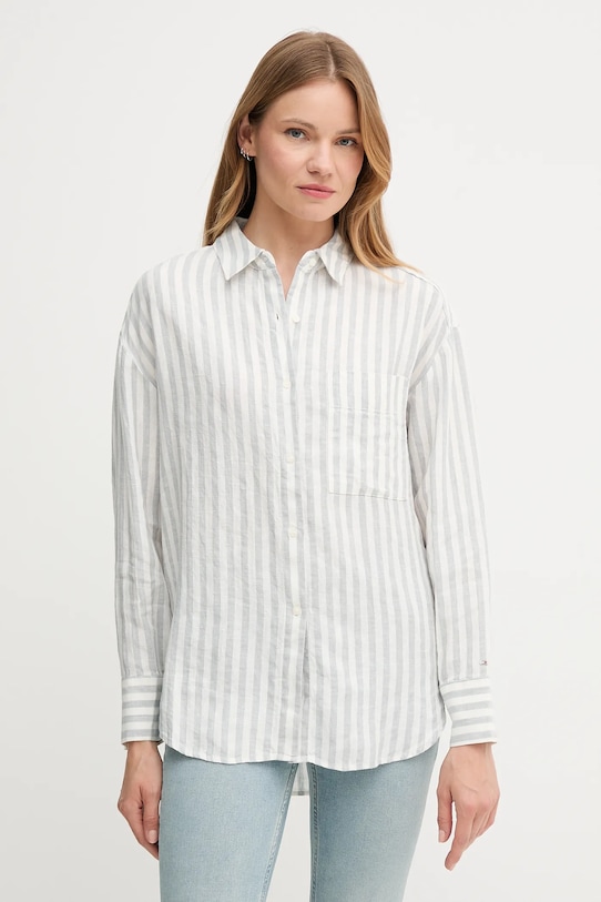 Tommy Hilfiger koszula lniana klasyczny biały WW0WW46509