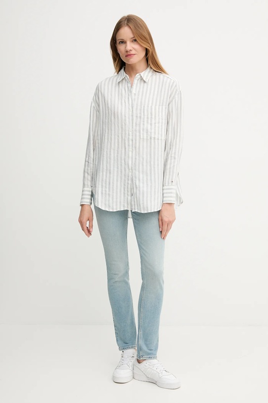 Tommy Hilfiger camicia di lino WW0WW46509 bianco AW25