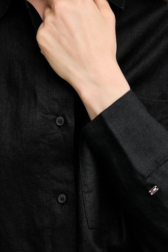 Tommy Hilfiger koszula lniana WW0WW46509 czarny