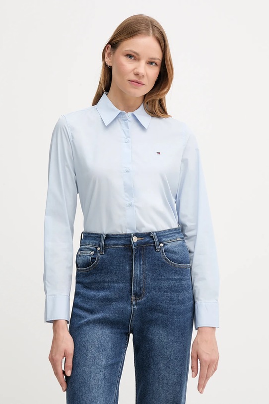 Πουκάμισο Tommy Hilfiger με ελαστάν μπλε WW0WW47169