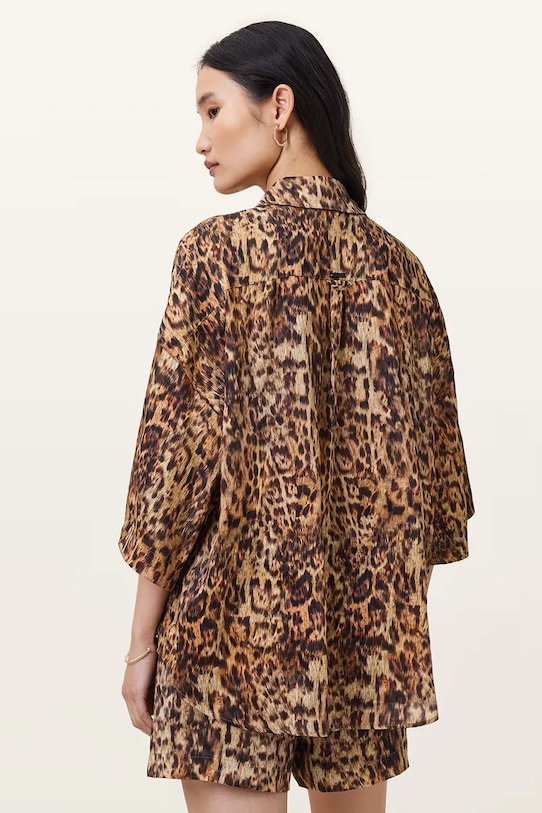 AllSaints koszula lniana CHARLI W061PC multicolor