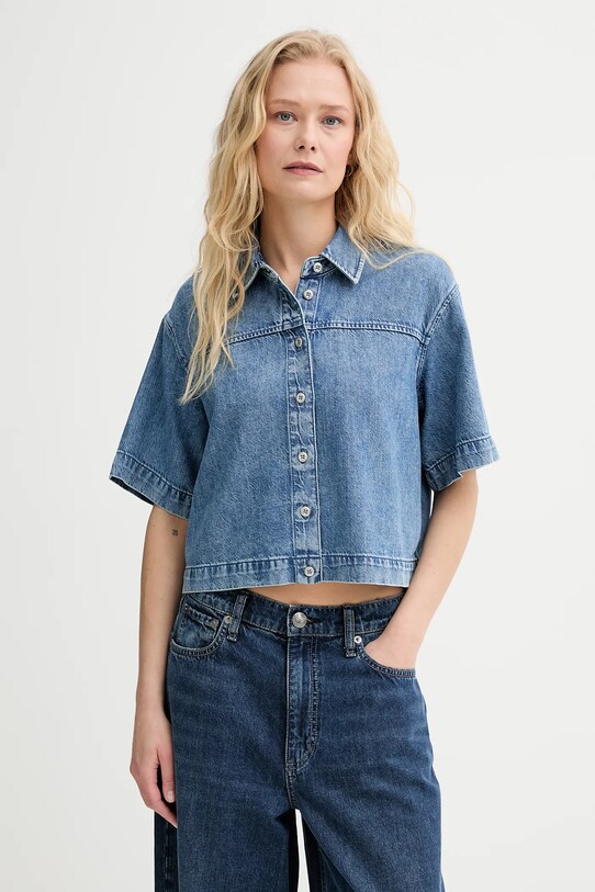 Rag & Bone cămașă din denim scurt albastru WDD25PA001UFRI