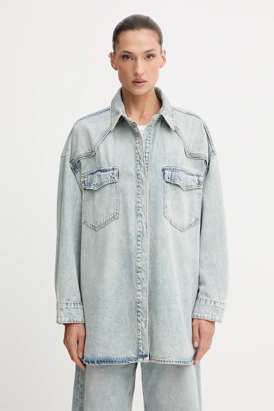 Gestuz cămașă din denim lung albastru 10910164