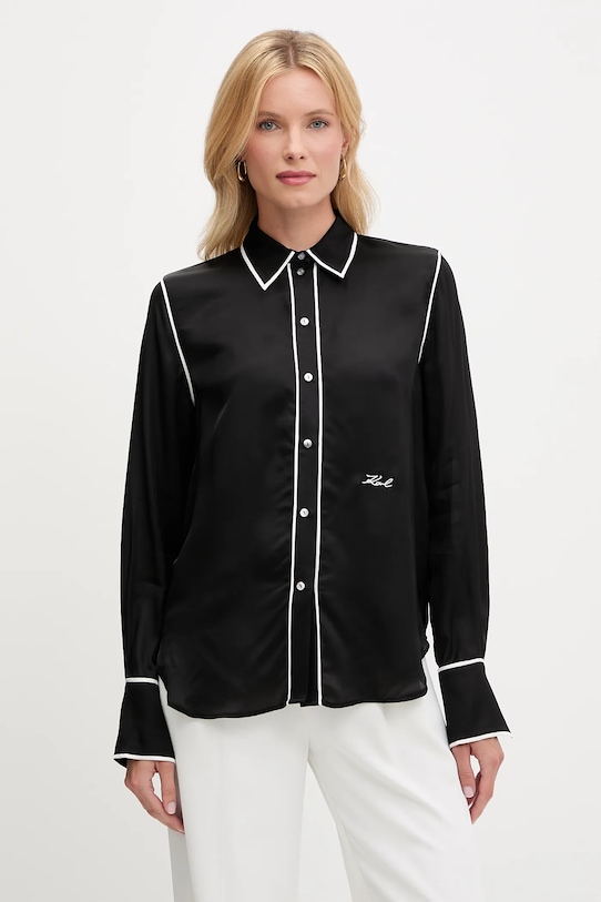 Karl Lagerfeld cămașă lung negru A3W11012