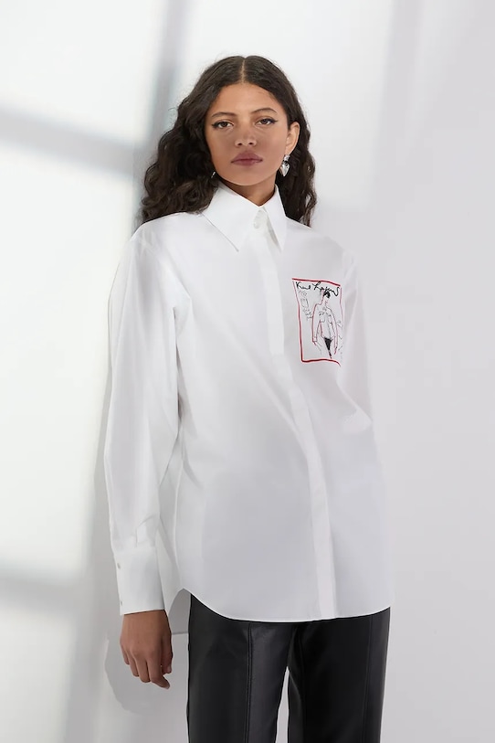 Karl Lagerfeld cămașă din bumbac A3W11040 alb AW25