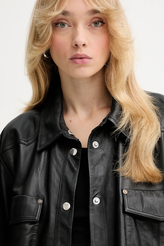 Gestuz koszula skórzana czarny 10910553