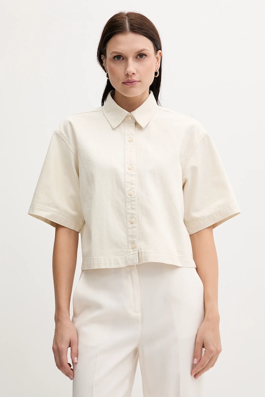Calvin Klein Jeans camicia in lino misto denim beige LV047C775G