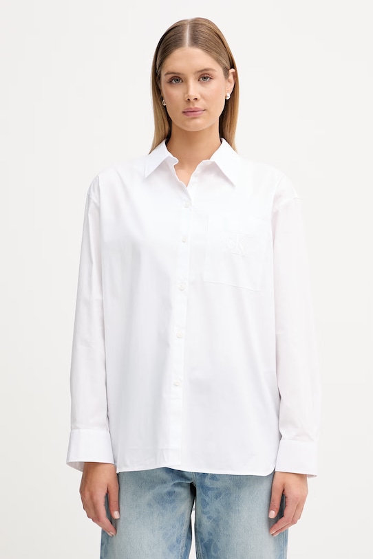 Calvin Klein Jeans cămașă lung alb LV047C143G
