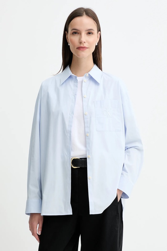 Calvin Klein Jeans koszula z elastanem niebieski LV047C143G