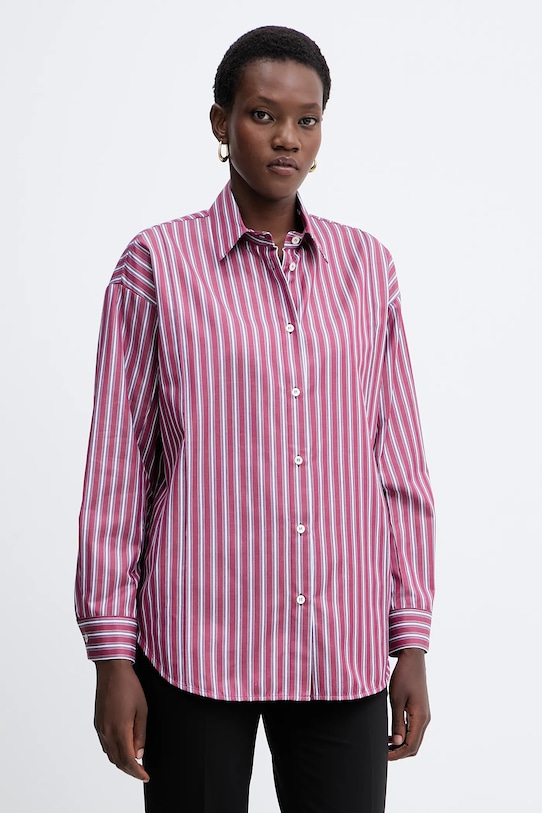 Bavlnená košeľa Simona Corsellini pásiky burgundské A25CPCA01201