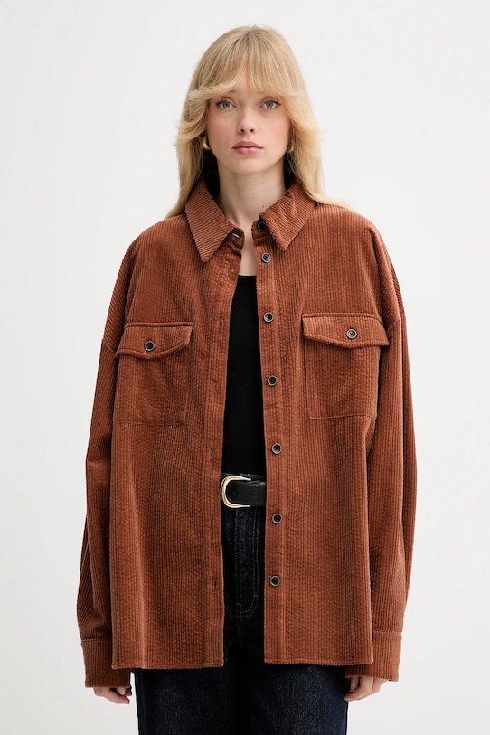 Gestuz koszula bawełniana bawełna brązowy 10910624