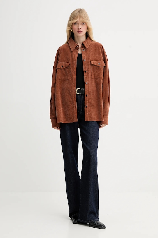 Gestuz koszula bawełniana 10910624 brązowy AW25