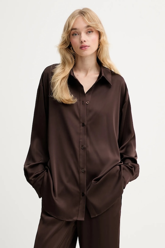 Gestuz koszula z elastanem brązowy 10910673