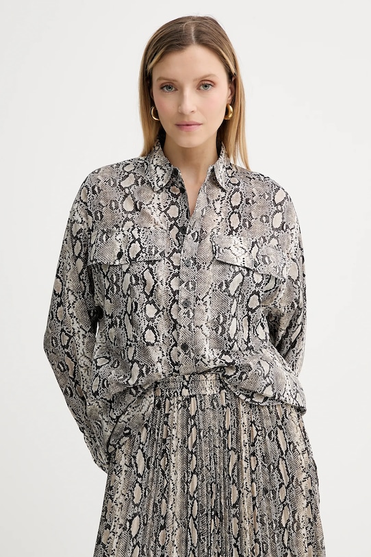 Bavlněná košile MICHAEL Michael Kors dlouhý béžová MT540WAK6A