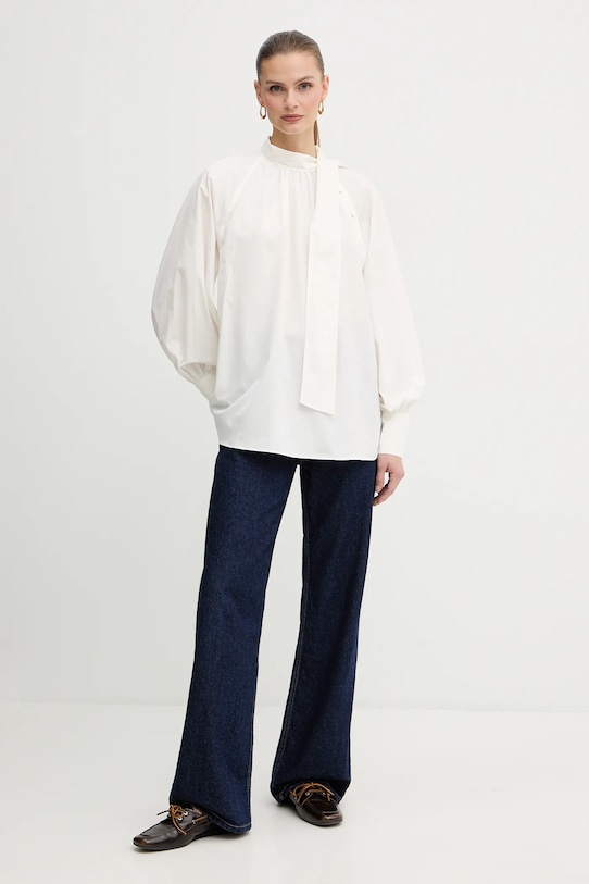 Weekend Max Mara bluzka bawełniana BURGOS 2525116013600 beżowy AW25