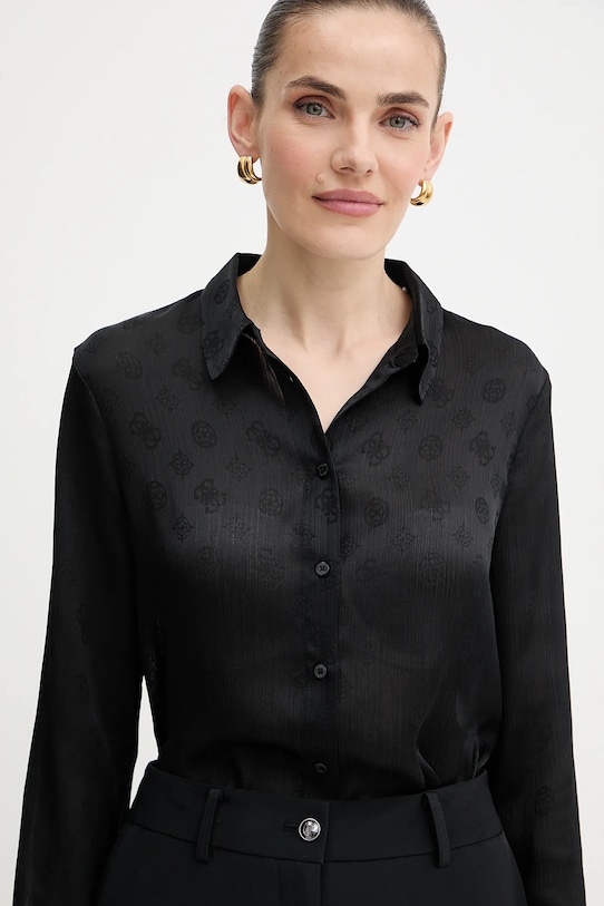 Guess cămașă MARTHE negru W5YH1A.WHCR2
