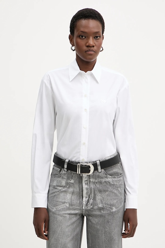 Pinko koszula bawełniana bawełna biały 105591.A2T4
