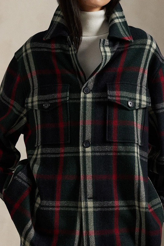 Polo Ralph Lauren koszula z dodatkiem wełny Woven Sport 211971524 zielony