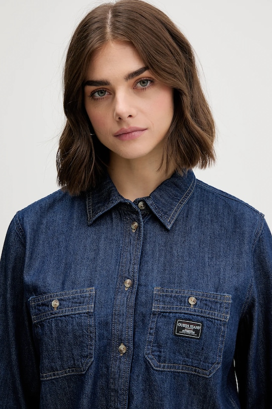 Джинсова сорочка Guess Jeans темно-синій W5YH37.D5M8D