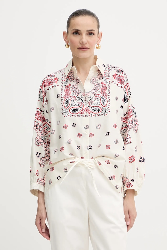 Хлопковая рубашка Weekend Max Mara ADDA узор бежевый 2525116021600