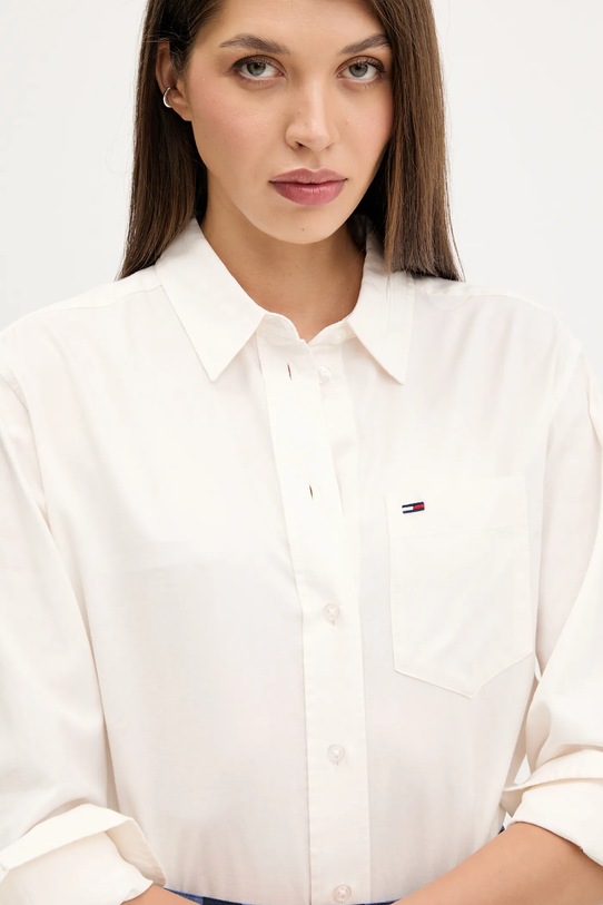 Tommy Jeans koszula bawełniana beżowy DW0DW21451
