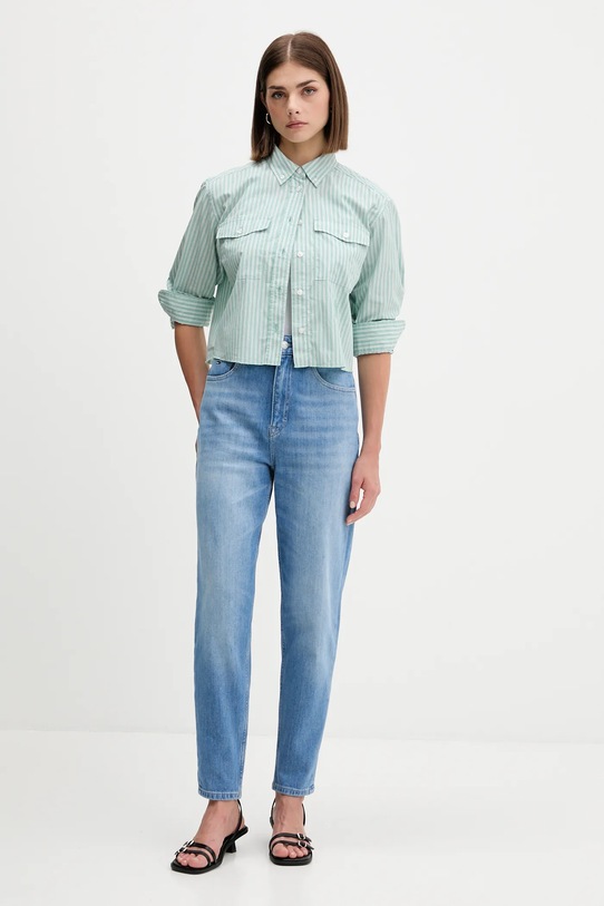 Tommy Jeans koszula bawełniana DW0DW21453 zielony AW25