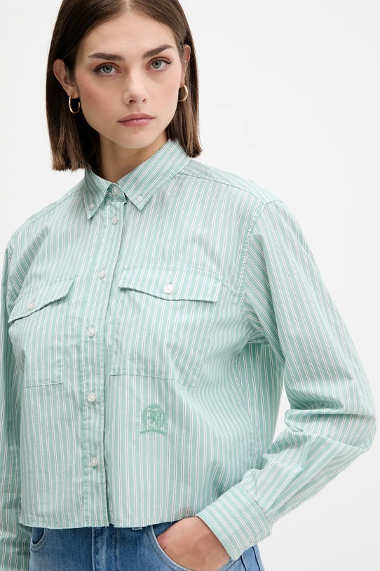 Tommy Jeans koszula bawełniana zielony DW0DW21453