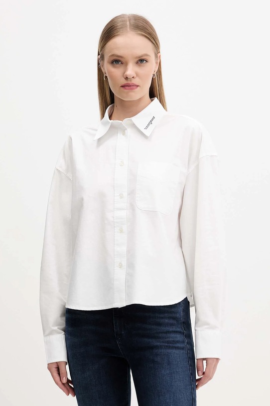 Bavlnená košeľa Tommy Jeans relaxed biela DW0DW21455