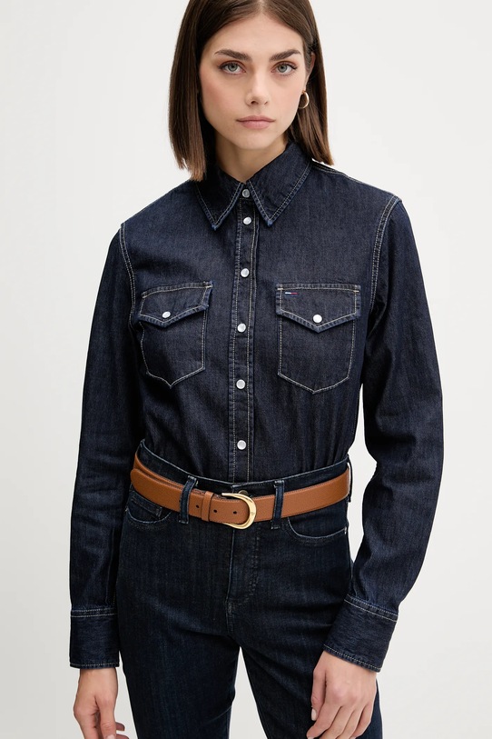 Τζιν πουκάμισο Tommy Jeans σκούρο μπλε DW0DW21653