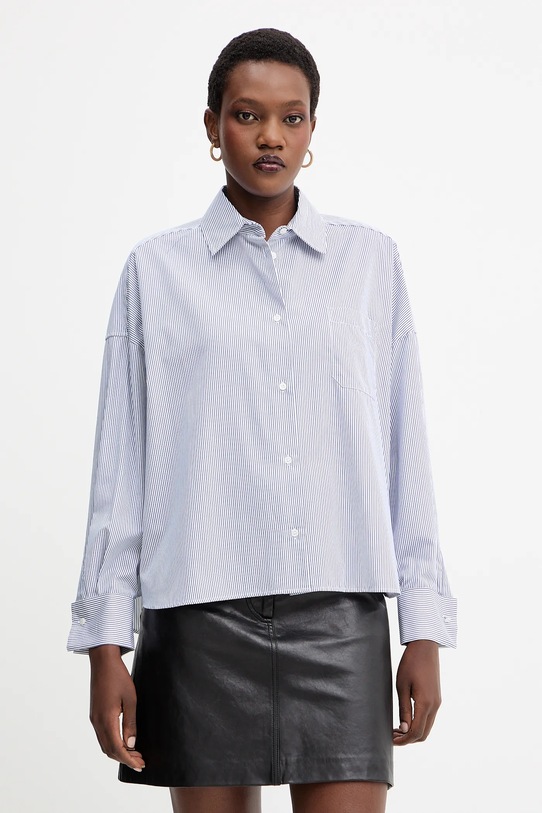 Хлопковая рубашка Weekend Max Mara ARTURO узор тёмно-синий 2525116042600