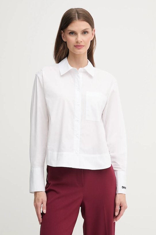 Dkny cămașă din bumbac lung alb DJ5W2108