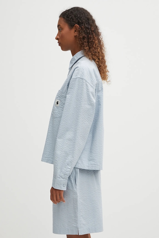 Хлопковая рубашка Carhartt WIP W' L/S Toland I035132.31SXX голубой AW25