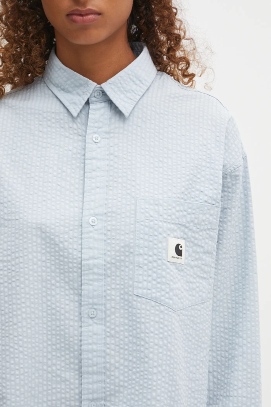 Хлопковая рубашка Carhartt WIP W' L/S Toland голубой I035132.31SXX