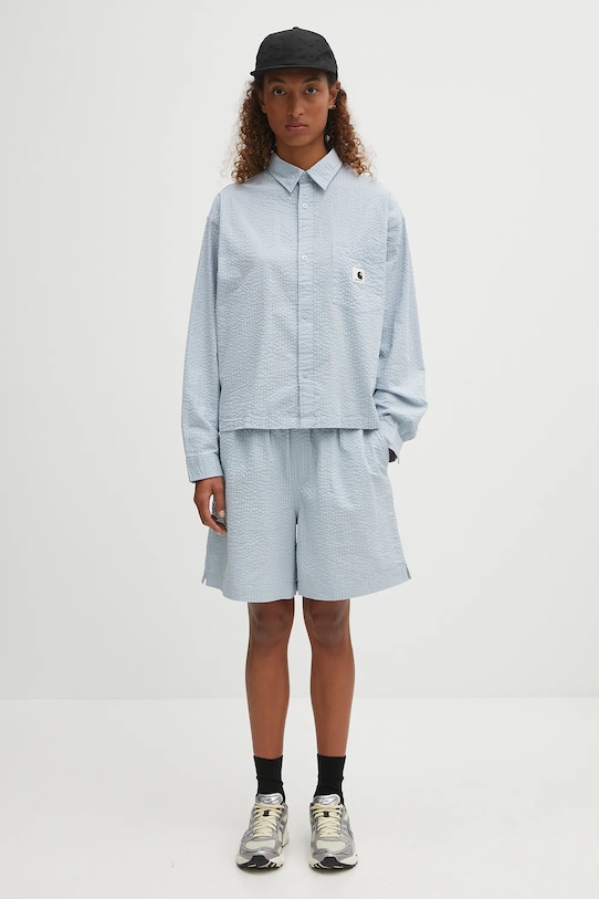 Хлопковая рубашка Carhartt WIP W' L/S Toland I035132.31SXX голубой