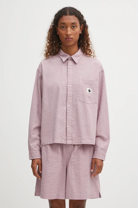 Carhartt WIP koszula bawełniana W' L/S Toland wzorzyste różowy I035132.31TXX