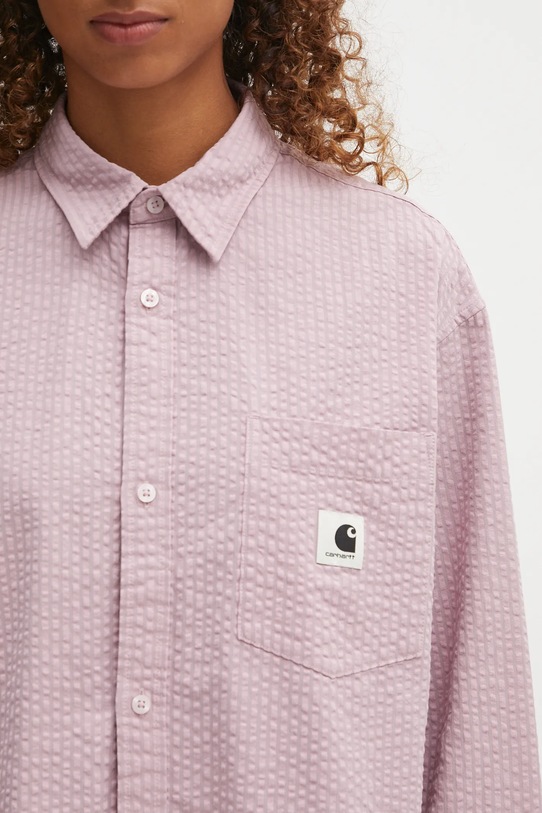 Carhartt WIP koszula bawełniana W' L/S Toland różowy I035132.31TXX