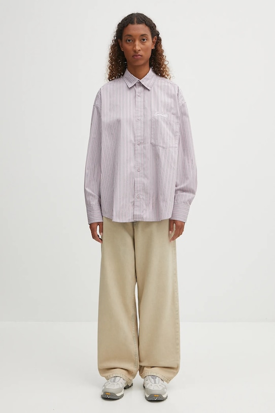 Bavlněná košile Carhartt WIP W' L/S Grimsby I035134.32WXX fialová