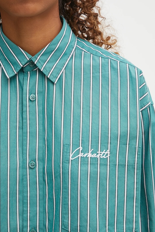 Βαμβακερό πουκάμισο Carhartt WIP W' L/S Grimsby πράσινο I035134.30MXX