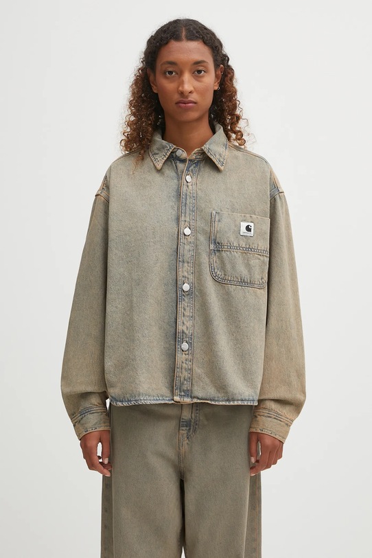 Carhartt WIP koszula jeansowa W' Georgia gładkie beżowy I035823.3FUGD