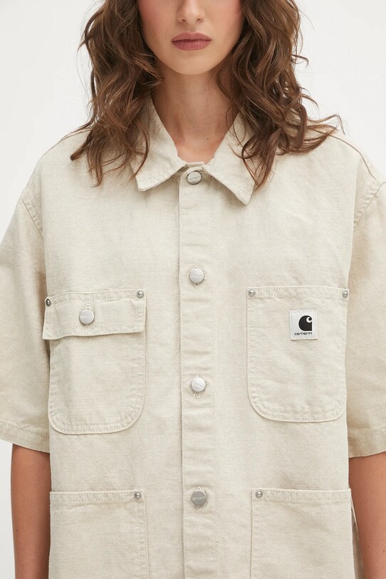 Košulja s dodatkom lana Carhartt WIP W' S/S Michigan bež I035573.502