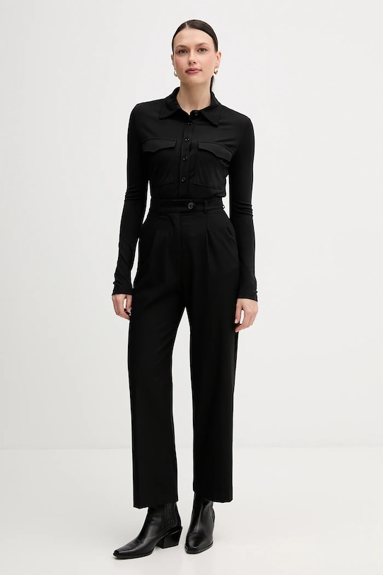 Košulja Sisley 54HXLQ09M crna AW25