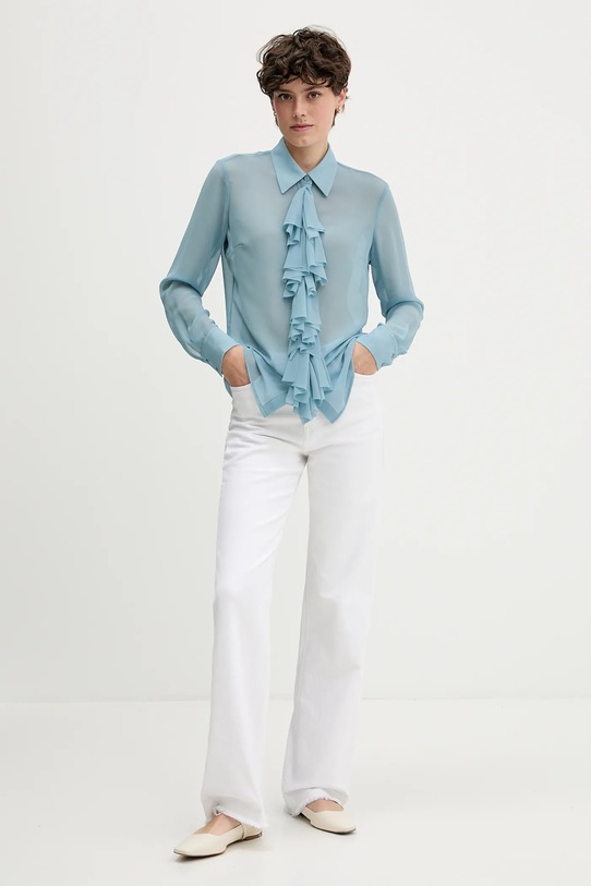 Sisley koszula 5NOXLQ09T turkusowy AW25