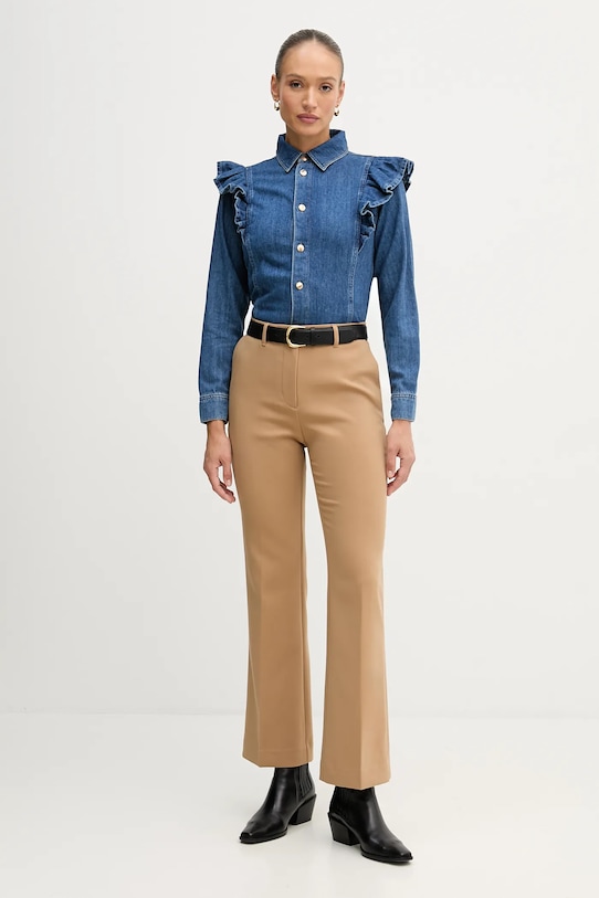 Βαμβακερό πουκάμισο Sisley 53GELQ09N σκούρο μπλε AW25