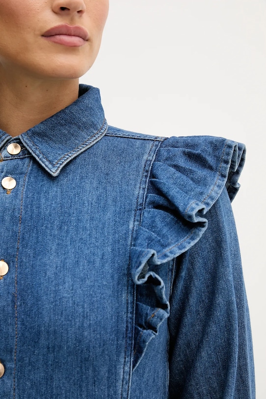 Sisley koszula bawełniana 53GELQ09N granatowy