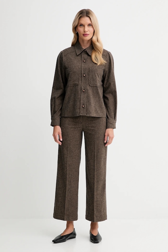 Sessun camicia con lana 25110009 marrone AW25