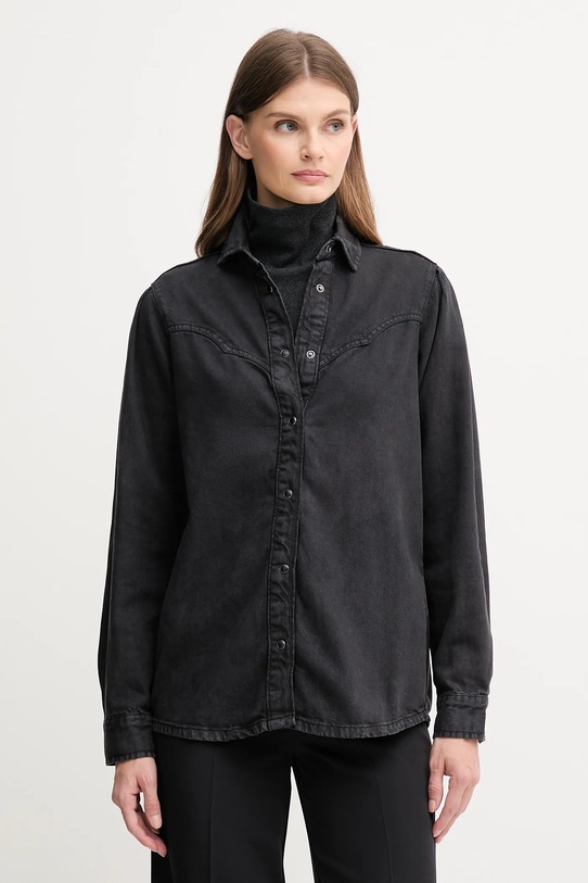 Πουκάμισο Pepe Jeans μακρύ μαύρο PL3051236
